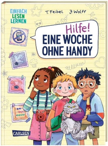 Buchcover und Innenansicht für das Buch: Hilfe! Eine Woche ohne Handy