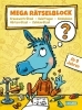 Buchcover und Innenansicht für das Buch: Mega Rätselblock - Kreuzworträtsel, Quizfragen, Knobeleien, Wörterrätsel, Zahlenrätsel