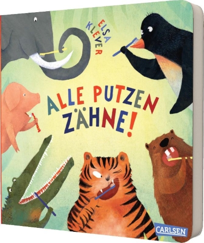 Buchcover und Innenansicht für das Buch: Alle putzen Zähne!