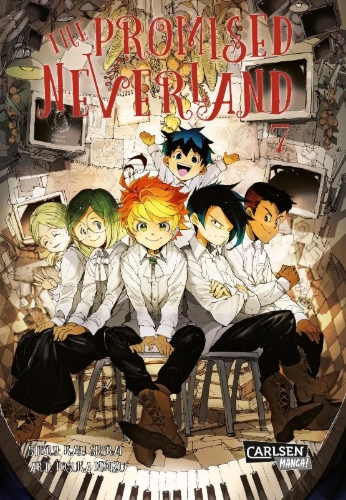 Buchcover und Innenansicht für das Buch: Yakusoku no Neverland