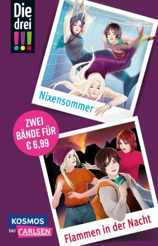 Buchcover und Innenansicht für das Buch: Die drei !!!: Doppelband - Enthält die Bände: Nixensommer / Flammen in der Nacht
