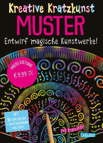 Buchcover und Innenansicht für das Buch: Kratzbilder für Kinder: Kreative Kratzkunst: Muster
