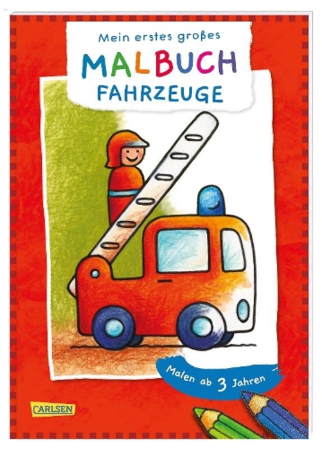 Buchcover und Innenansicht für das Buch: Mein erstes großes Malbuch: Fahrzeuge: Malen ab 3 Jahren