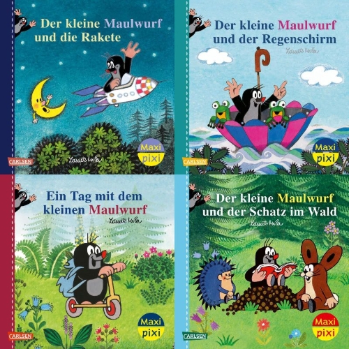 Buchcover und Innenansicht für das Buch: Maxi-Pixi-4er-Set 117: Neue Abenteuer mit dem kleinen Maulwurf (4x1 Exemplar)
