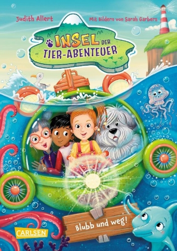Buchcover und Innenansicht für das Buch: Insel der Tier-Abenteuer 2: Blubb und weg!