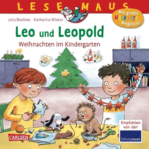 Buchcover und Innenansicht für das Buch: LESEMAUS 163: Leo und Leopold - Weihnachten im Kindergarten