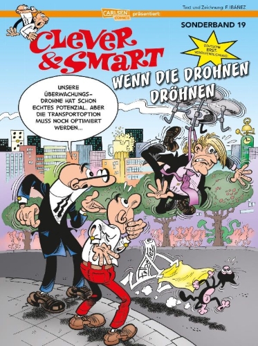 Buchcover und Innenansicht für das Buch: Mortadelo y Filemon: Drones Matones