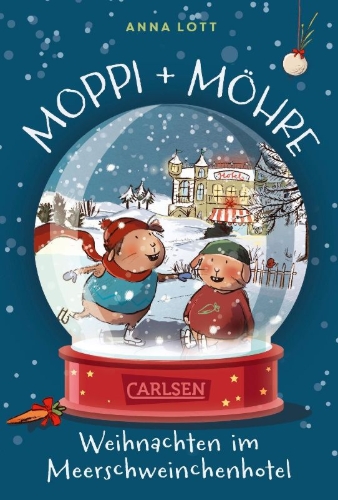 Buchcover und Innenansicht für das Buch: Moppi und Möhre - Weihnachten im Meerschweinchenhotel