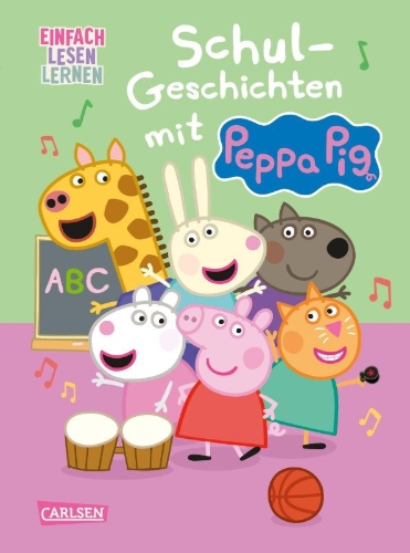 Buchcover und Innenansicht für das Buch: Peppa Wutz: Schul-Geschichten mit Peppa Pig