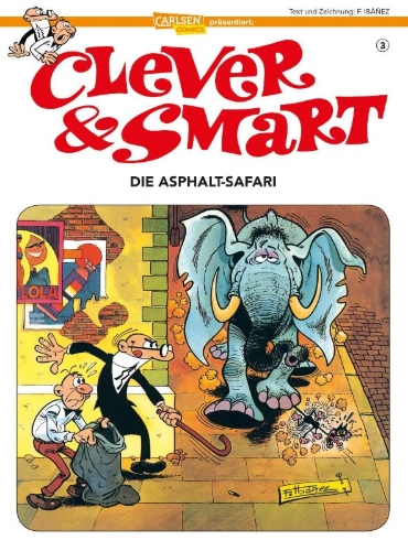 Buchcover und Innenansicht für das Buch: Mortadelo y Filemon: Safari Callejero