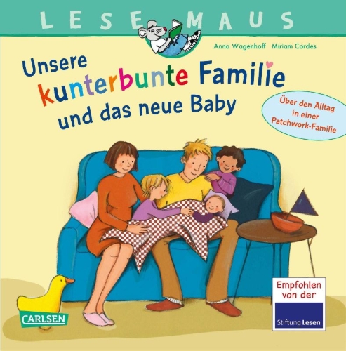 Buchcover und Innenansicht für das Buch: LESEMAUS 173: Unsere kunterbunte Familie und das neue Baby