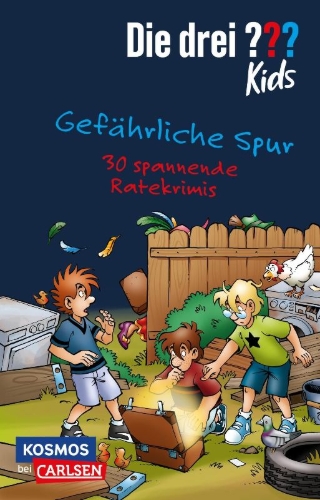 Buchcover und Innenansicht für das Buch: Die drei ??? Kids: Gefährliche Spur. 30 spannende Ratekrimis!