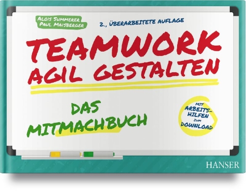 Buchcover und Innenansicht für das Buch: Teamwork agil gestalten - Das Mitmachbuch