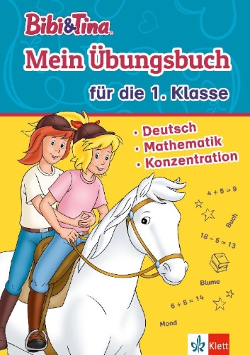 Buchcover und Innenansicht für das Buch: Bibi & Tina: Mein Übungsbuch für die 1. Klasse