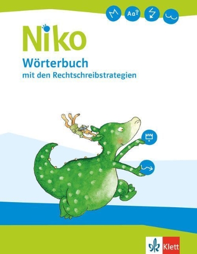 Buchcover und Innenansicht für das Buch: Niko Wörterbuch mit den Rechtschreibstrategien. Wörterbuch Klasse 1-4