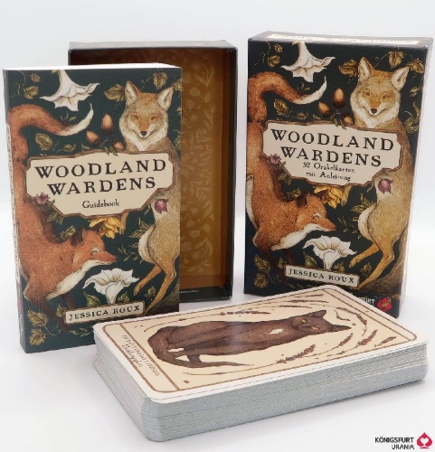 Buchcover und Innenansicht für das Buch: Woodland Wardens: 52 Orakelkarten mit Booklet