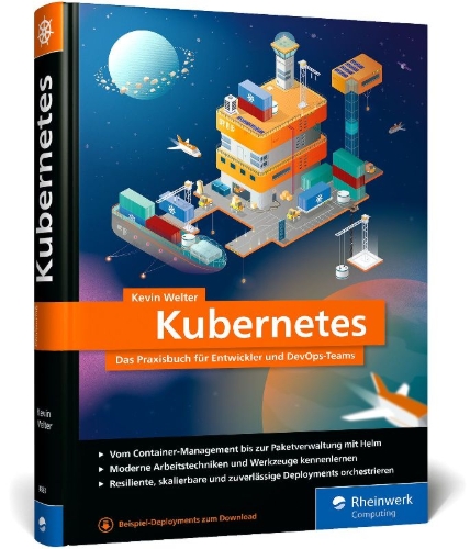 Buchcover und Innenansicht für das Buch: Kubernetes
