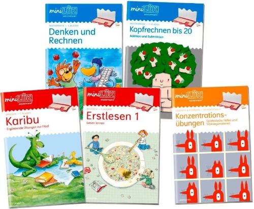 Buchcover und Innenansicht für das Buch: miniLÜK. Das Lernpaket für Erstklässler
