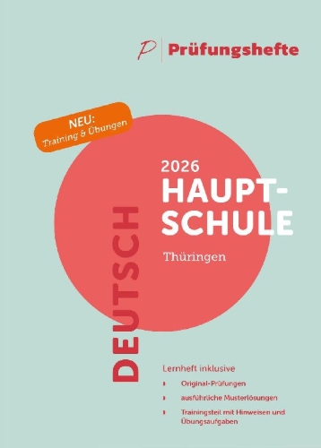 Buchcover und Innenansicht für das Buch: Prüfungsheft & Training - 2026 Deutsch Hauptschule - Thüringen - Original-Prüfungen und Lösungen