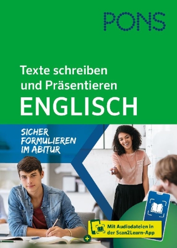 Buchcover und Innenansicht für das Buch: PONS Texte schreiben und Präsentieren Englisch