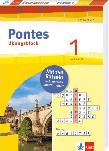 Buchcover und Innenansicht für das Buch: Pontes 1 Gesamtband (ab 2020) - Übungsblock zum Schulbuch 1. Lernjahr.  Lektion 1-11