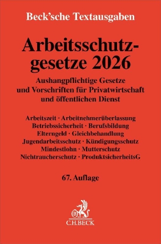 Buchcover und Innenansicht für das Buch: Arbeitsschutzgesetze 2026