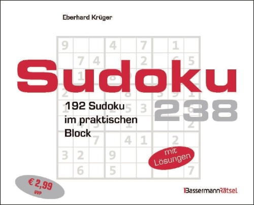 Buchcover und Innenansicht für das Buch: Sudokublock 238 (5 Exemplare à 2,99 EUR)