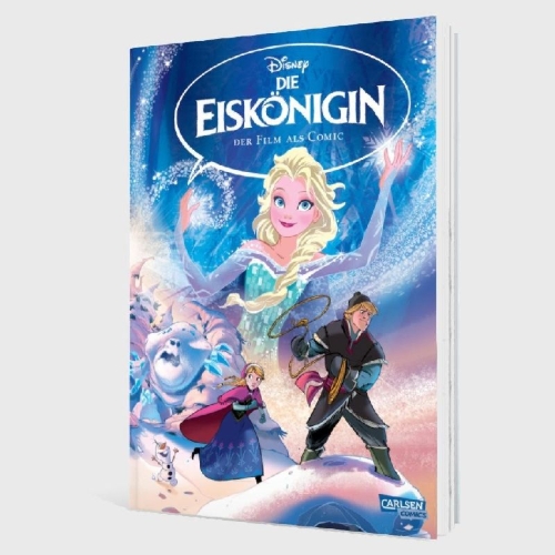 Buchcover und Innenansicht für das Buch: The Story of the Movie in Comics. Frozen
