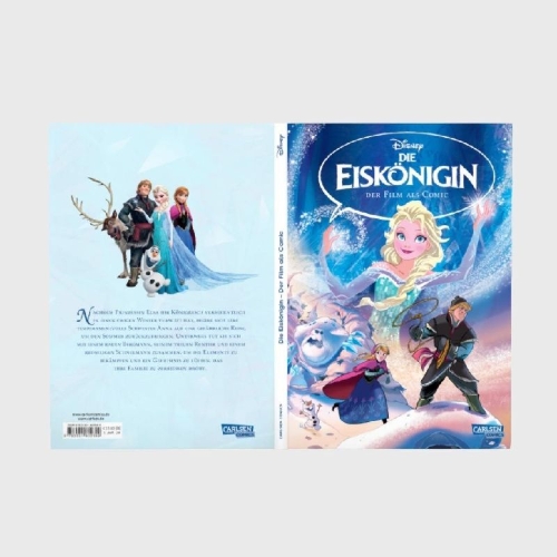 Buchcover und Innenansicht für das Buch: The Story of the Movie in Comics. Frozen
