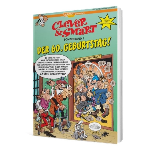 Buchcover und Innenansicht für das Buch: Mortadelo y Filemon: El 60 aniversario