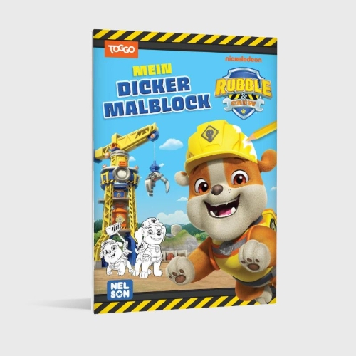 Buchcover und Innenansicht für das Buch: Rubble & Crew: Mein dicker Malblock