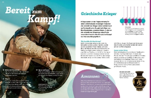 Buchcover und Innenansicht für das Buch: WAS IST WAS Das alte Griechenland. Zeit der Mythen und Ideen