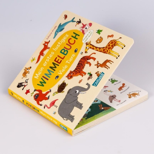 Buchcover und Innenansicht für das Buch: Mein erstes lustiges Wimmelbuch: Viele Tiere