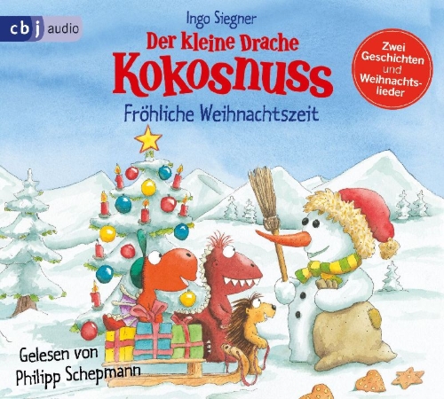 Buchcover und Innenansicht für das Buch: Der kleine Drache Kokosnuss - Fröhliche Weihnachtszeit