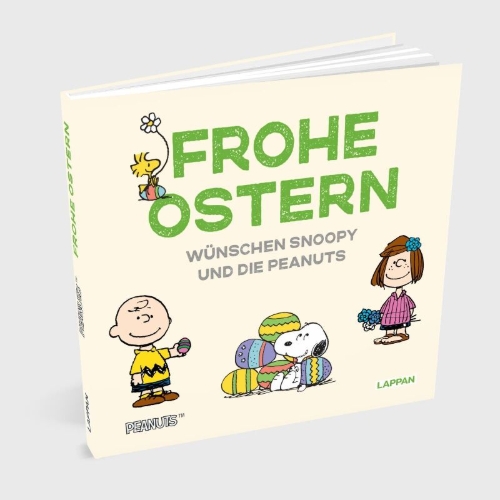 Buchcover und Innenansicht für das Buch: Peanuts Geschenkbuch: Frohe Ostern wünschen Snoopy und die Peanuts!