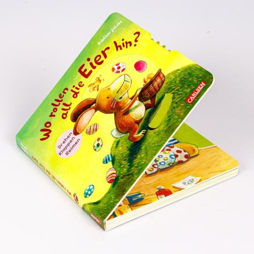 Buchcover und Innenansicht für das Buch: Wo rollen all die Eier hin?