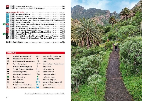 Buchcover und Innenansicht für das Buch: ROTHER Wanderführer Teneriffa. 88 Touren auf der 'Insel der Glückseligen'