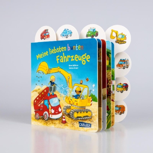 Buchcover und Innenansicht für das Buch: Meine liebsten bunten Fahrzeuge