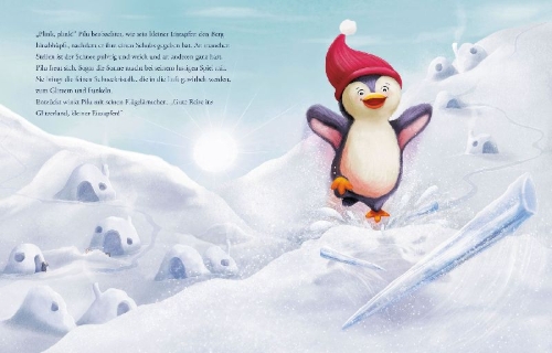 Buchcover und Innenansicht für das Buch: Frohes Fest, Pilu Pinguin
