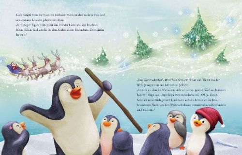 Buchcover und Innenansicht für das Buch: Frohes Fest, Pilu Pinguin
