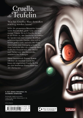Buchcover und Innenansicht für das Buch: Disney. Villains 7: Cruella, die Teufelin