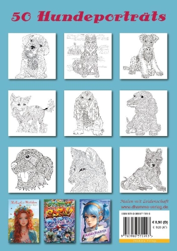 Buchcover und Innenansicht für das Buch: Mandala Malbuch Hunde für Kinder ab 8 Jahren mit 50 schönen Ausmalbildern