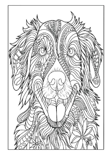 Buchcover und Innenansicht für das Buch: Mandala Malbuch Hunde für Kinder ab 8 Jahren mit 50 schönen Ausmalbildern