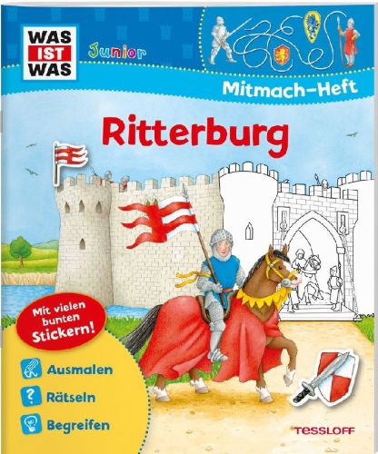 Buchcover und Innenansicht für das Buch: WAS IST WAS Junior Mitmach-Heft Ritterburg