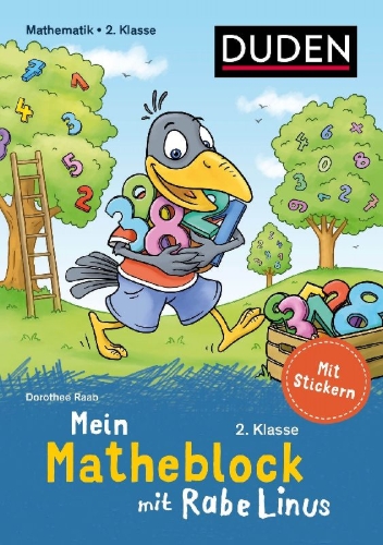 Buchcover und Innenansicht für das Buch: Mein Matheblock mit Rabe Linus - 2. Klasse