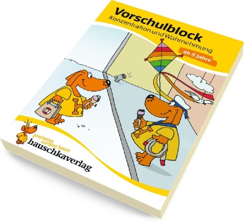 Buchcover und Innenansicht für das Buch: Vorschulblock - Konzentration und Wahrnehmung ab 5 Jahre