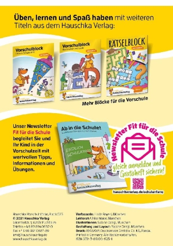 Buchcover und Innenansicht für das Buch: Vorschulblock - Konzentration und Wahrnehmung ab 5 Jahre