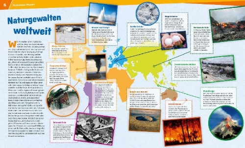 Buchcover und Innenansicht für das Buch: WAS IST WAS Band 74 Naturgewalten. Unberechenbar und mächtig