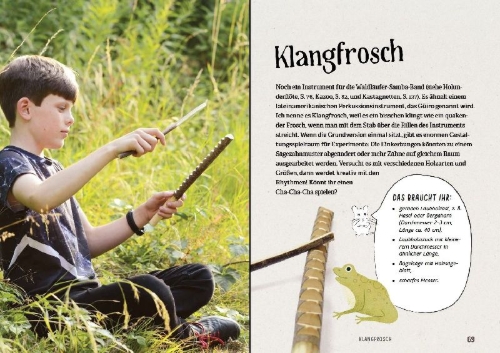 Buchcover und Innenansicht für das Buch: Kinder schnitzen im Wald