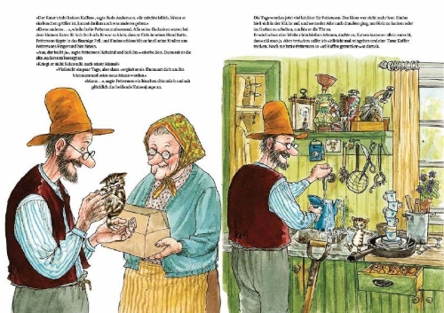 Buchcover und Innenansicht für das Buch: När Findus var liten och försvann
